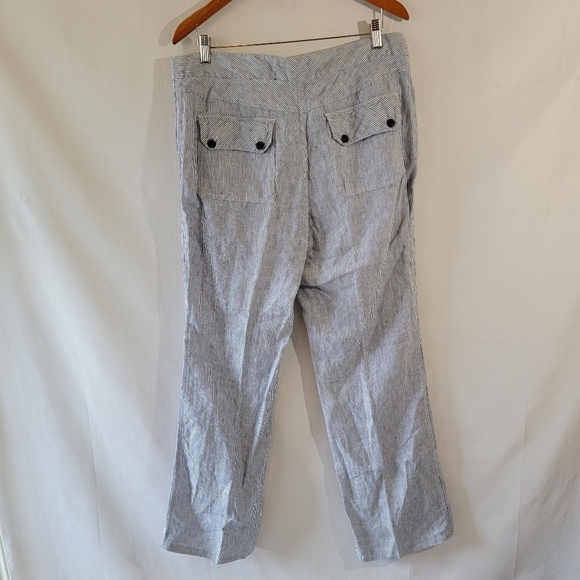 CHICO'S Women's 100% Linen Blue White Striped Casual Pants Sz 2.5/L Beachy - Picture 2 of 11